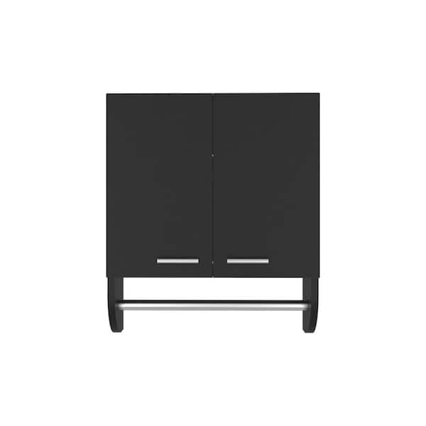 17.4 in. W x 20.3 in. H Black Rectangular Engineered Wood Surface Mount Medicine Cabinet without Mirror