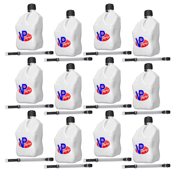 VP Racing 5.5 Gal Plastic Motorsport Racing Liquid Container Utility Jug, White (12 Set)