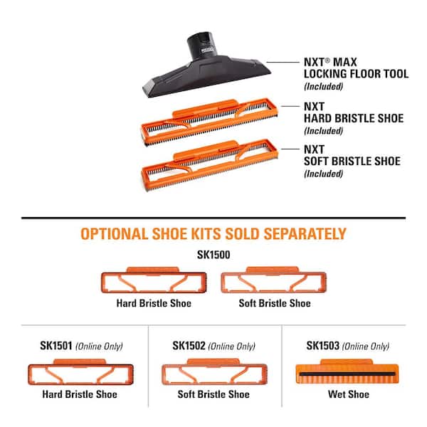 RIDGID - 2-1/2 in. NXT Max Locking Floor Tool Shop Vacuum Attachment with Soft and Hard Bristles for RIDGID NXT Wet Dry Vacs