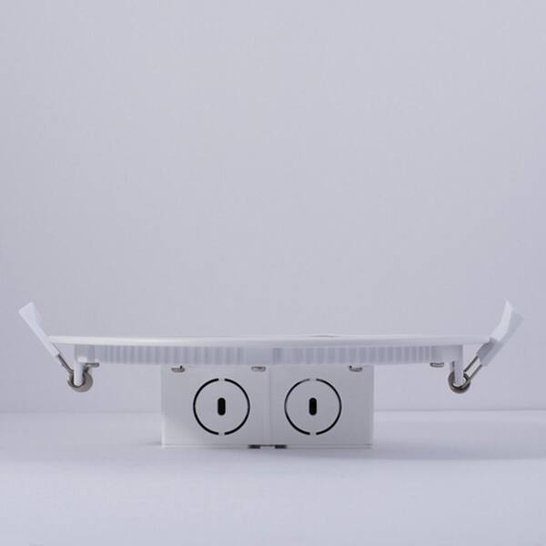 Bulbrite - 6 in. Canless 3000K, 65-Watt Equivalent, White Round Dimmable Flat LED Recessed Downlight with J-Box Included