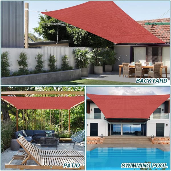 8 ft. x 8 ft. Square Heavy Weight Sun Shade Sail in Red, 95% UV Blockage, Patio and Pool Cover