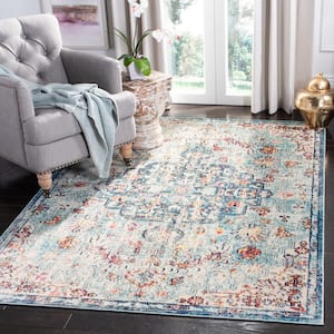 Madison Navy/Light Blue 7 ft. x 7 ft. Square Border Area Rug