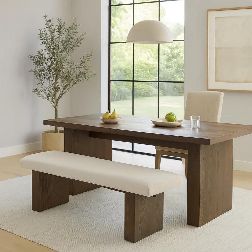 60 in. Brown and Beige Backless Bedroom Bench