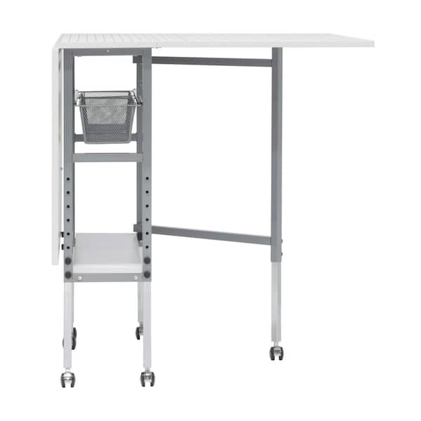 Sew Ready 58.75 in. W x 36.5 in. D MDF Folding Fabric Cutting Table,  Drawers, Grid and Guides Top, Adjustable Height, Silver/White 13386 - The  Home Depot