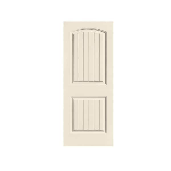 CALHOME Elegant Series 18 in. x 80 in. Beige Stained Composite MDF 2 Panel Camber Top Interior Barn Door Slab