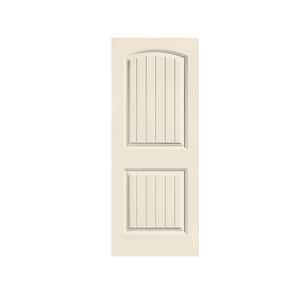 Elegant 30 in. x 80 in. 2-Panel Hollow Core Beige Stained Composite MDF Camber Top Interior Door Slab for Pocket Door