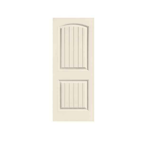 CALHOME Elegant 36 in. x 80 in. 2 Panel Hollow Core Beige Stained Composite MDF Camber Top Interior Door Slab for Pocket Door