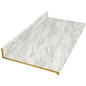 Wilsonart 6 ft. Straight Laminate Countertop in Textured Drama Marble with Eased Edge and Integrated Backsplash