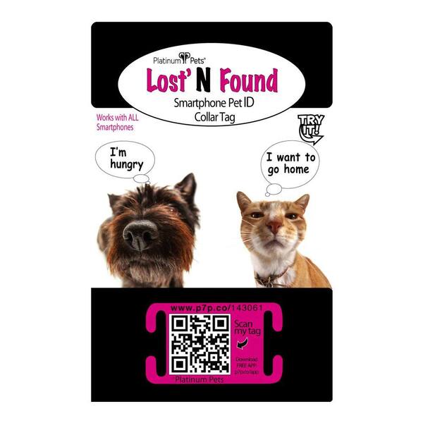Platinum Pets Original Smartphone Pet ID Recovery Small Pink Cat Collar Tag