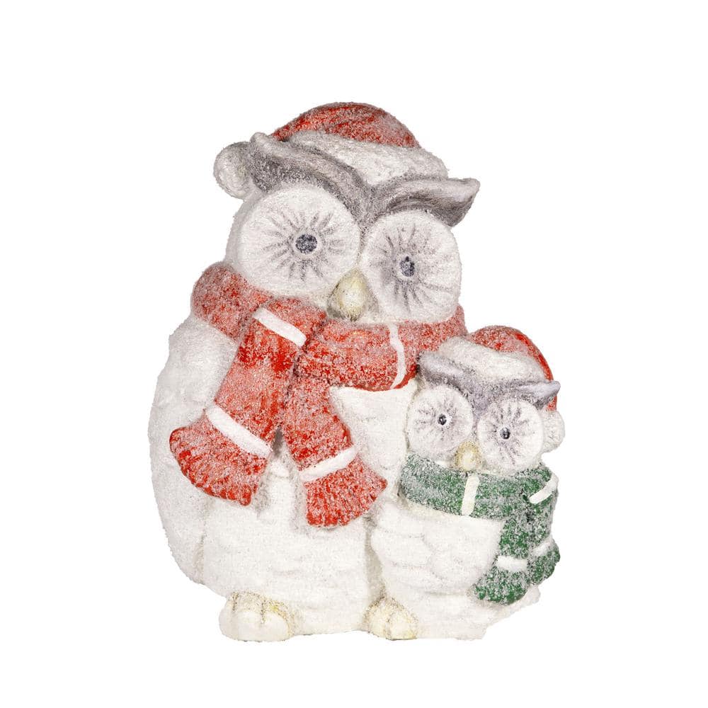 14 in. Tall Indoor/Outdoor Winter Owl Statue