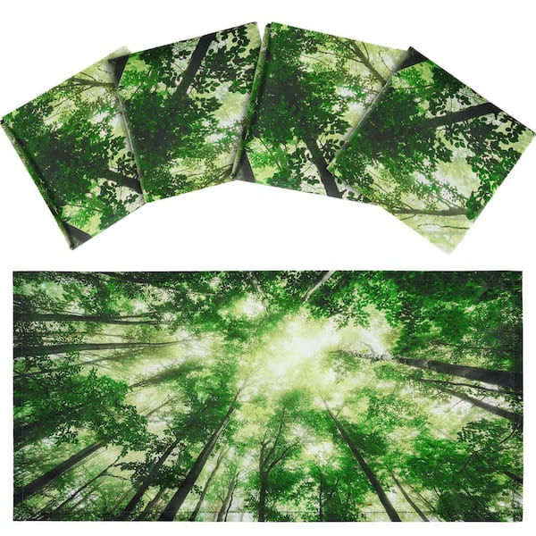 48 in. x 24 in. 4 Packs Drop Fluorescent Light Covers, Panel Magnetic Light Cover for Office Classroom Home (Forest)