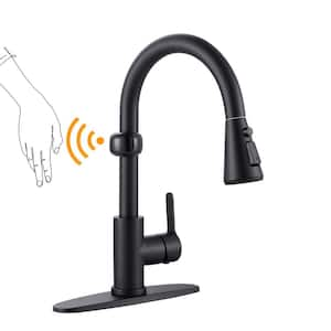 15.3 in. Sensor Motion Single Handle Pull Down Sprayer Kitchen Faucet with 360° Rotation in Matte Black