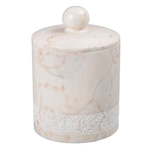 Spa Hand Carved Cotton Ball Holder in Champagne Marble