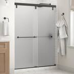 Everly 60 x 71-1/2 in. Frameless Mod Soft-Close Sliding Shower Door in Bronze with 1/4 in. (6mm) Frosted Glass