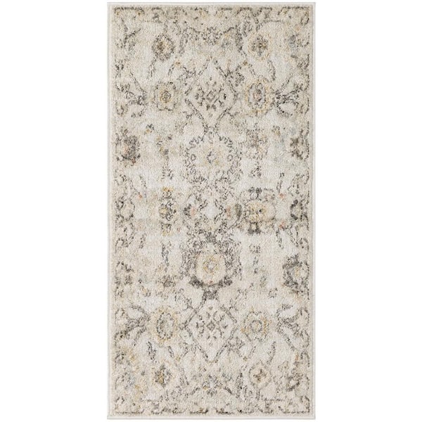 Nourison Oushak Home Grey 2 ft. x 4 ft. Floral Traditional Area Rug