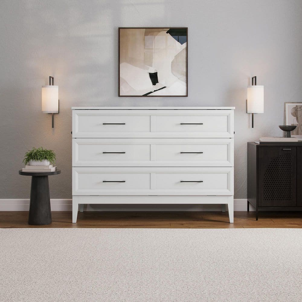 Santa Fe Walnut Brown Solid Wood Frame Queen Murphy Bed Chest with Mattress and Built-in Charger - thumbnail 9