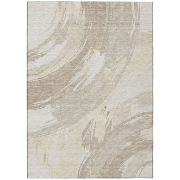 Chantille Machine Washable Indoor/Outdoor Abstract ACN2957 Linen 5 ft. x 7 ft. 6 in. Area Rug