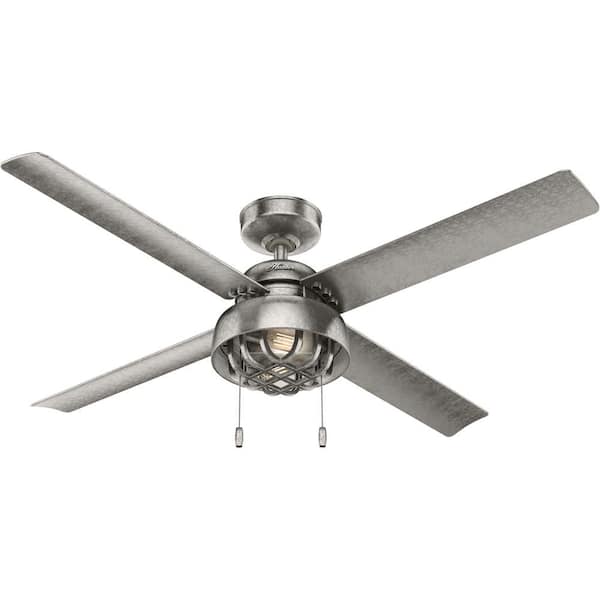 Hunter Spring Mill 52 in. Outdoor Painted Galvanized Ceiling Fan with Light Kit