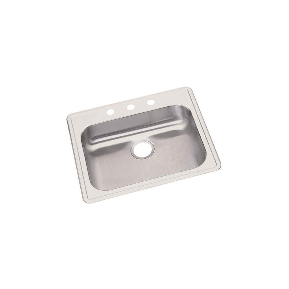"Dayton Stainless Steel 25"" 1-Hole Single Bowl Kitchen Sink - (25 in. x 21-1/4 in. x 5-3/8 in.) in Satin 22-Gauge G" price history on PriceWatchPro