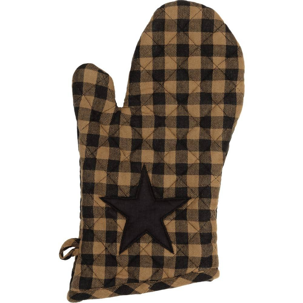 VHC BRANDS Primitive Star Black Tan Checkered Cotton Oven Mitt 51143 ...