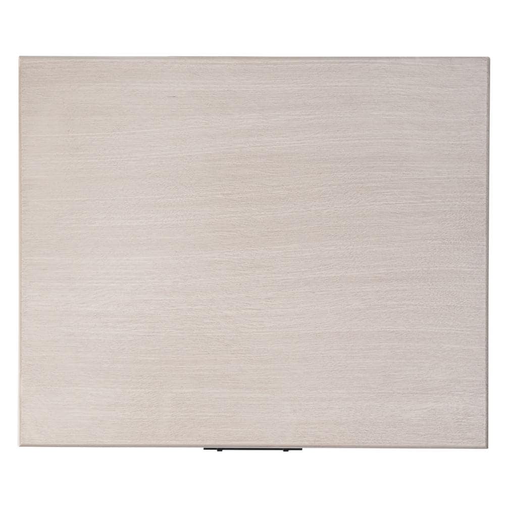 Greige Pine Wood Rectangular Storage End Table with Drawer