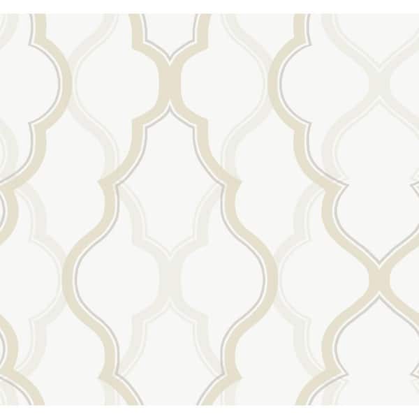 York Wallcoverings Cream Double Damask Paper Unpasted Matte Wallpaper (27 in. x 27 ft.)