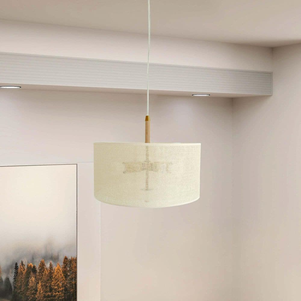 40-Watt 3-Light Brown Pendant Light with Cylinder Paper Shade, E26 Bulb Not Included price history on PriceWatchPro