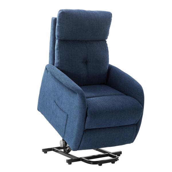 JAYDEN CREATION Carol Navy Power Recliner with Flared Arms Set of