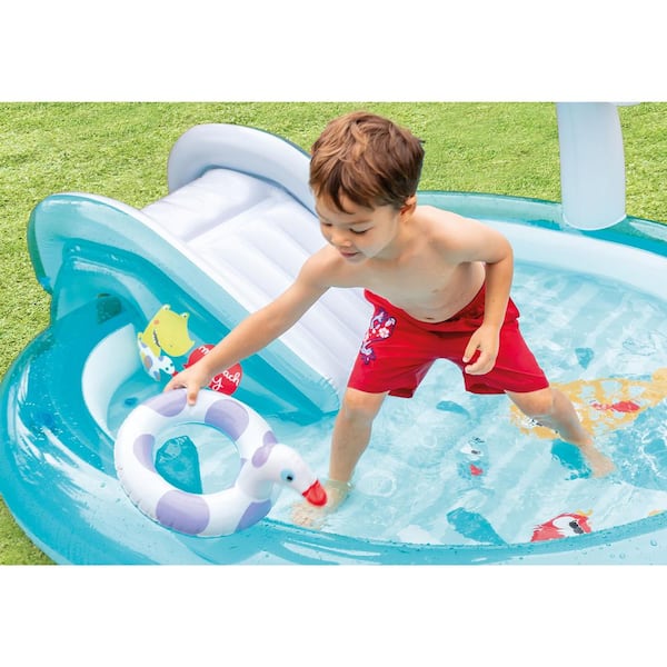 Intex Gator Outdoor Inflatable Kiddie Pool Water Play Center with