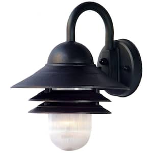 Mariner Collection 1-Light Matte Black Outdoor Wall Lantern Sconce