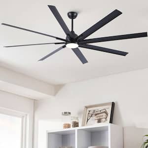Coastal 84 in. Indoor Matte Black Large Windmill Ceiling Fan with Light, Aluminum Blades and Remote Control