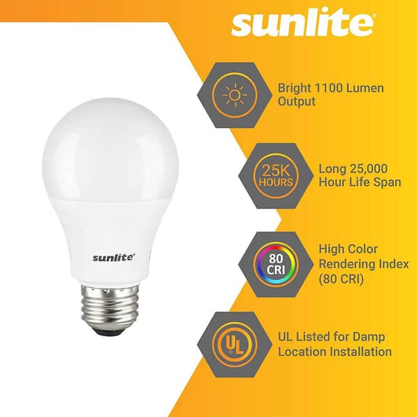 Kust assistent terugvallen Sunlite 75-Watt Equivalent A19 ENERGY STAR and Dimmable 1100 Lumens LED  Light Bulb in Soft White 3000K (6-Pack) HD03226-6 - The Home Depot
