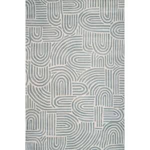Chelsea Ivory/Teal 4 ft. x 6 ft. (3 ft. 6 in. x 5 ft. 6 in.) Geometric Contemporary Accent Rug