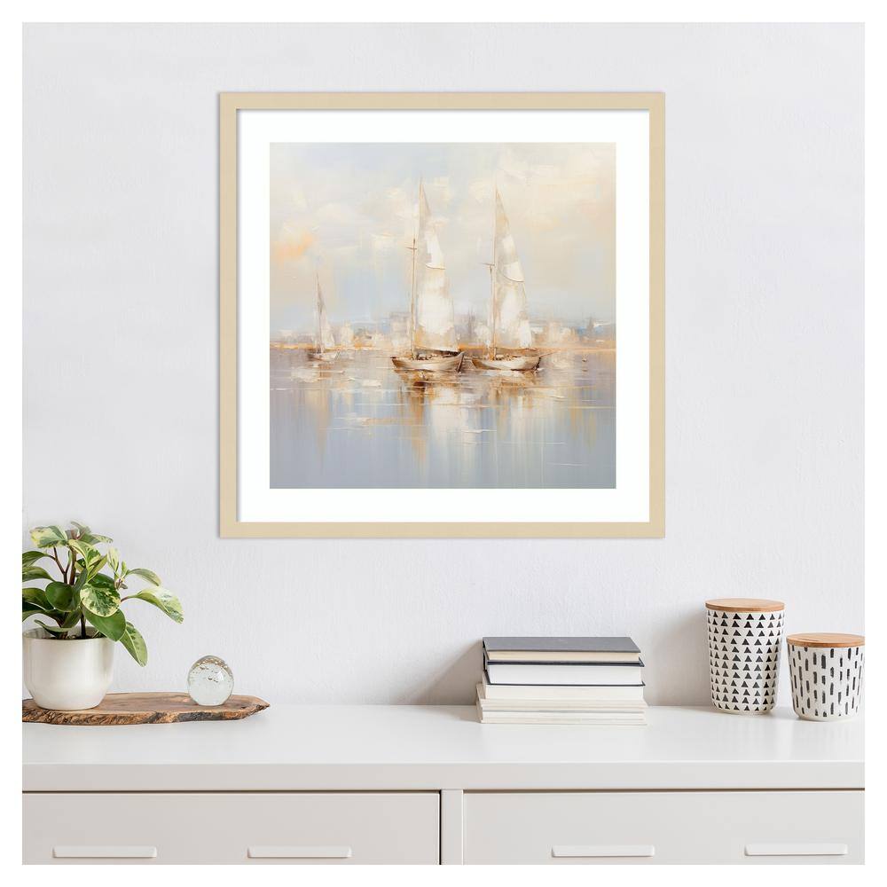 Gold Boats II Abstract Expressionism Framed Wall Art Print