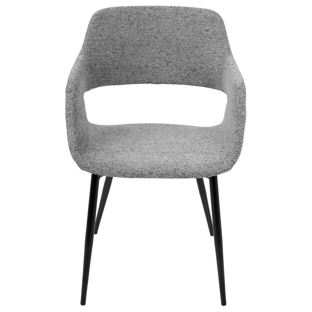 Gray Upholstered Mid-Century Modern Arm Chair Set with Metal Legs