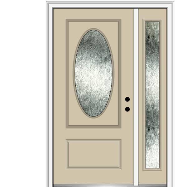 MMI Door 48 in. x 80 in. Left-Hand Inswing Rain Glass Wicker Fiberglass Prehung Front Door on 6-9/16 in. Frame