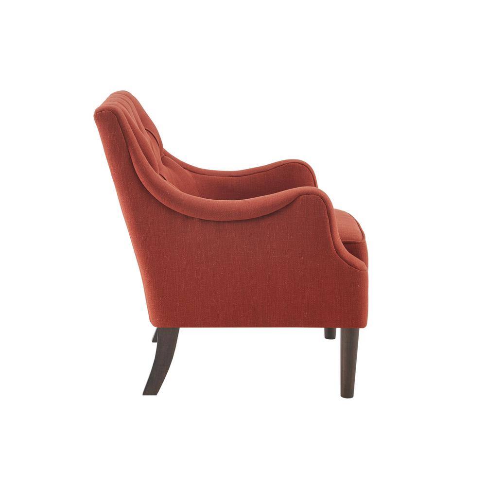 Elle Spice Tufted High-Curved Accent Chair with Dark Coffee Legs