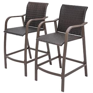 All Weather Wicker Outdoor Bar Stool with Heavy Duty Aluminum Frame(2-Pack)
