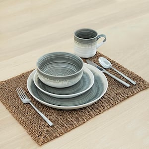 Hearth 16-Piece Casual Grey Ceramic Dinnerware Set (Service for 4)