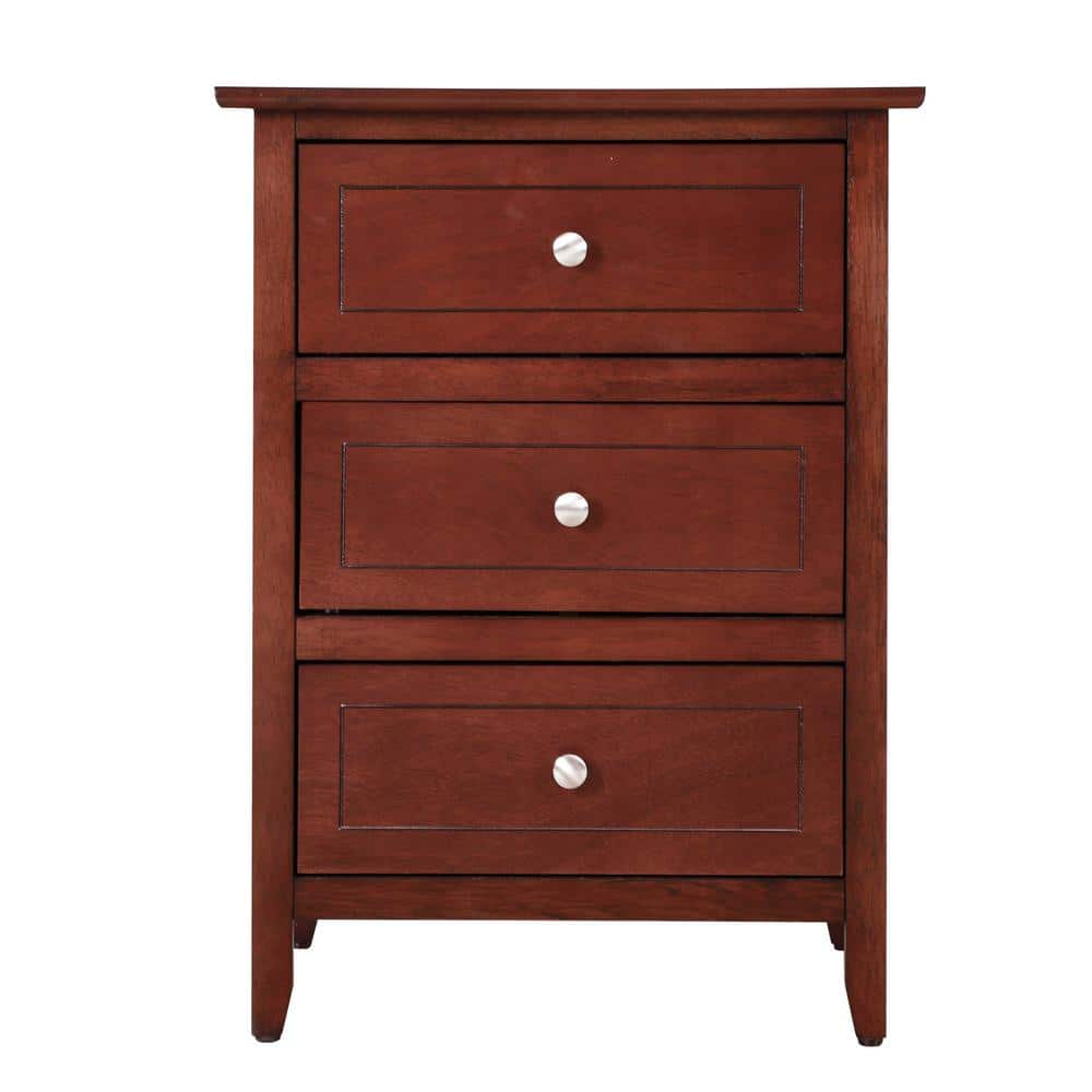 Daniel Cherry 3-Drawer Solid Wood Nightstand