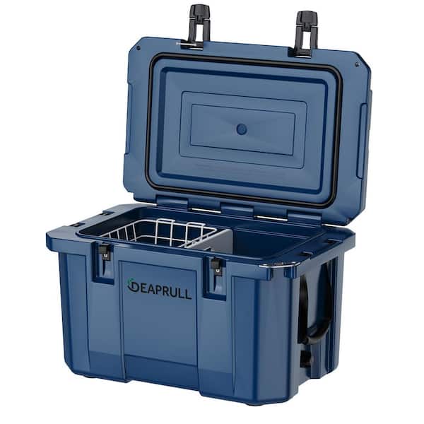 Dark Blue 60 qt. Portable Chest Cooler with Cup Holders, Nylon Rope Handles and Double Latches - Keeps Ice Up to 6 Days
