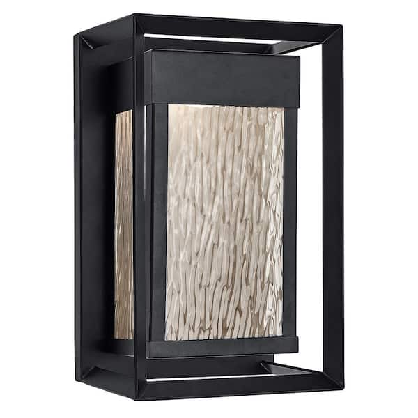 Hartbrook Matte Black Outdoor LED Wall Light with Clear Glass for Porch Entryway Patio