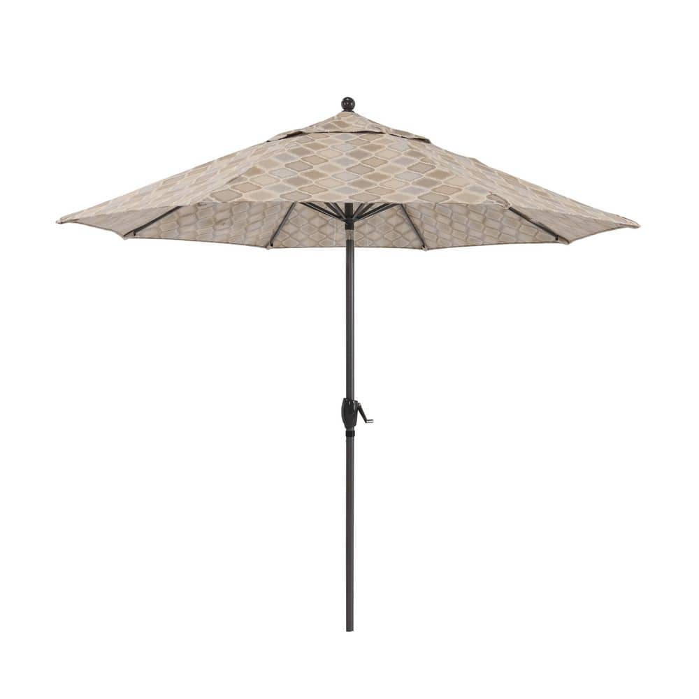 9 ft. Black Aluminum Market Patio Umbrella with Push Tilt Crank Lift in Empire Dove Sunbrella price history on PriceWatchPro
