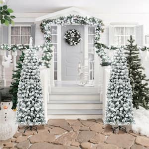 6 ft. Silver Hinged Unlit Artificial Silver Tinsel Christmas Tree with Metal Stand