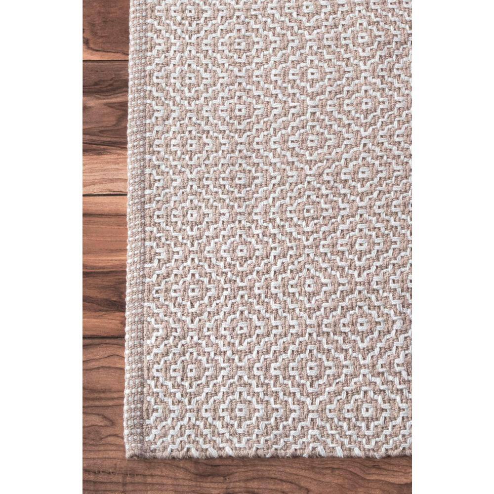 Handmade Taupe Geometric Cotton Tufted Area Rug 5' x 8'
