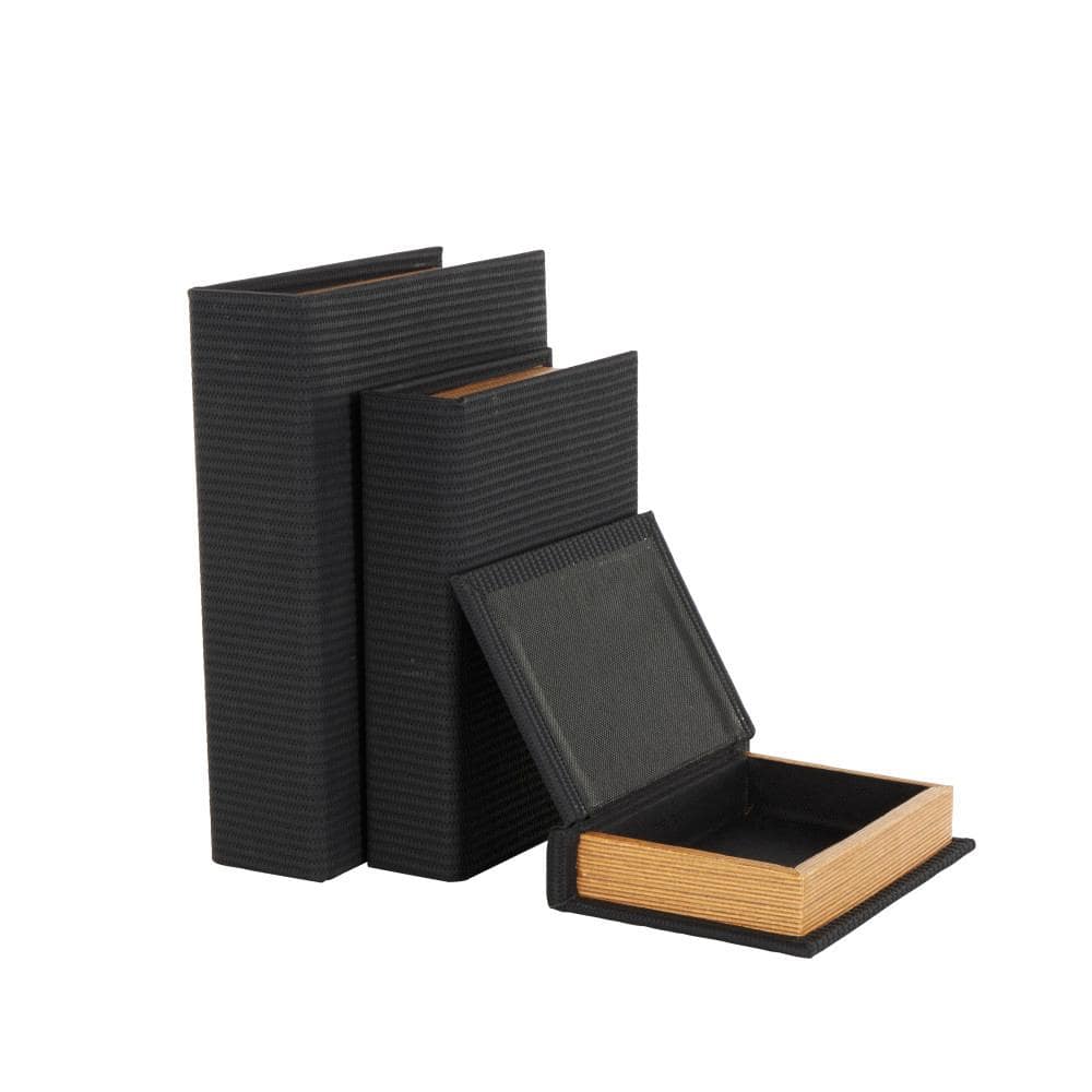 Litton Lane Rectangle Black Faux Leather Book Shaped Box (Set of 3)