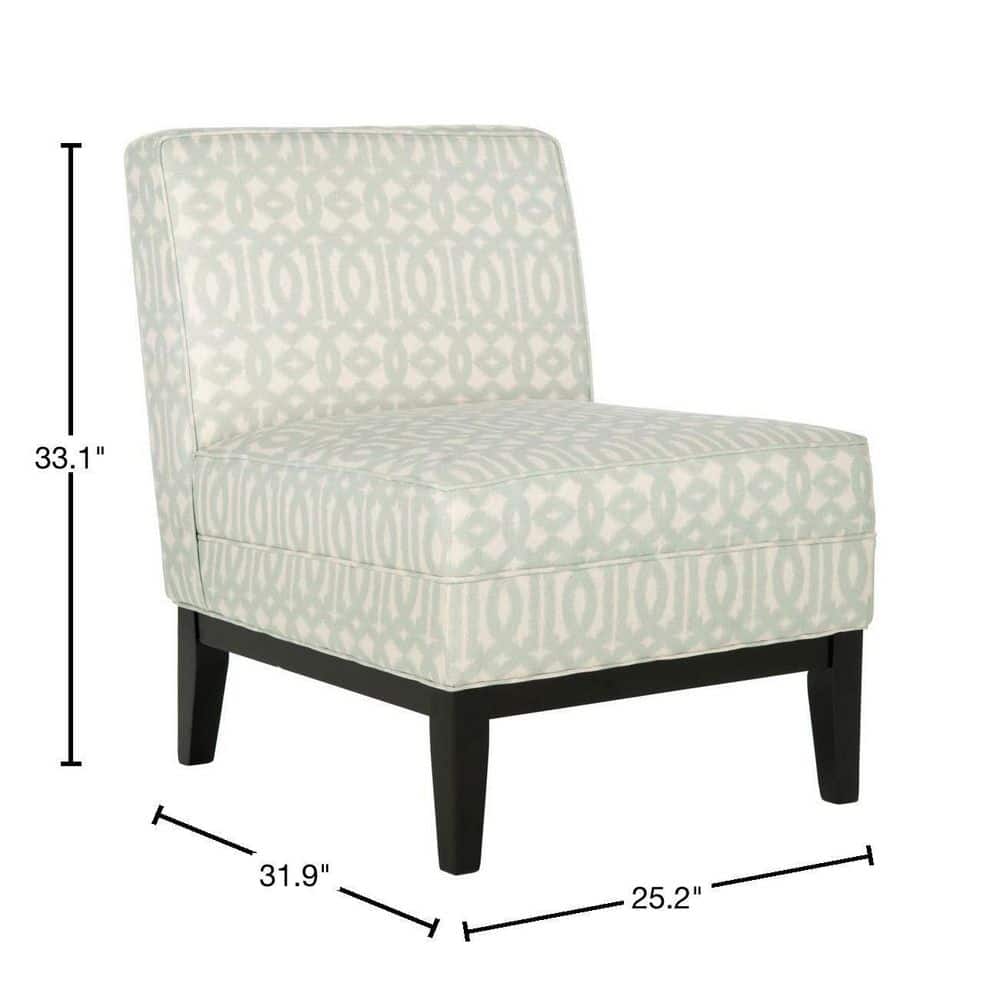 Gray Geometric Patterned Birch Wood Slipper Chair