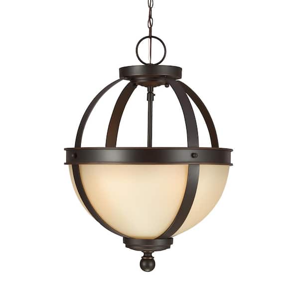 Generation Lighting Sfera 13.5 in. W. 2-Light Autumn Bronze Semi-Flushmount Convertible Pendant with LED Bulbs