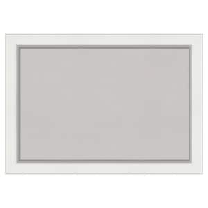 Eva White Silver Framed Grey Corkboard 41 in. x 29 in Bulletin Board Memo Board