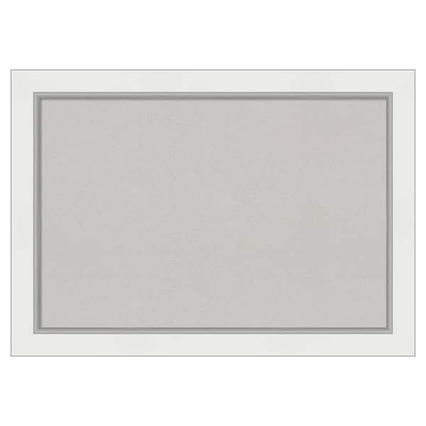 Amanti Art Eva White Silver Framed Grey Corkboard 41 in. x 29 in Bulletin Board Memo Board